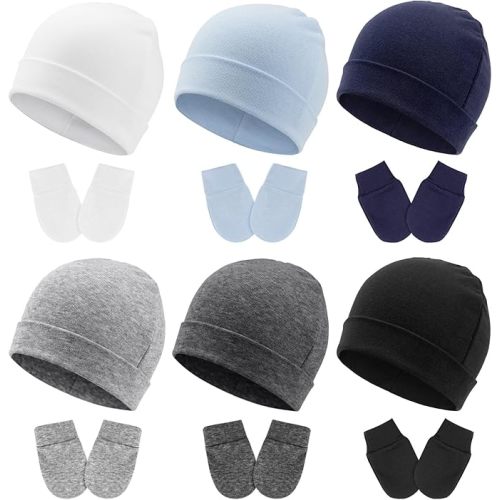 BQUBO Newborn Baby Hats Mittens Set for Boys Girls Hospital Hat Beanie Infant Caps Baby Gloves