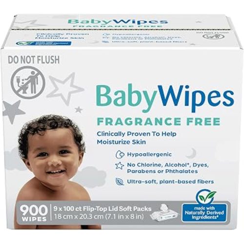 Signature Baby Wipes Unscented, 900 Per Box, Hypoallergenic (1 Box)