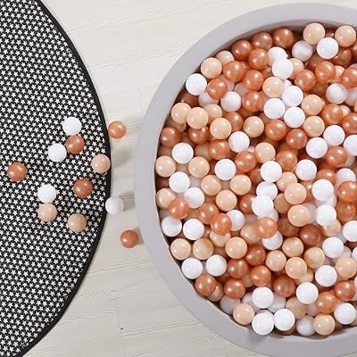 GOGOSO 100pcs Balls for Ball Pit - Plastic Balls Ocean Ball for Toddlers 1-3, 2.2inch Ball Pit Balls with Storage Bag, Pearl Coffee+Beige+White
