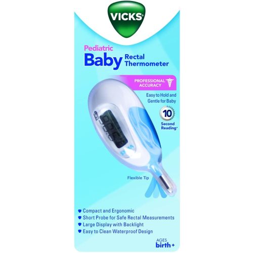 Vicks Baby Rectal Thermometer Baby Thermometer for Rectal Temperature, Short and Flexible Tip with Fast Read Times and Large Digital Display