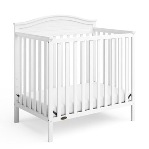 Graco Stella 4-in-1 Convertible Baby Mini Crib with Mattress, White