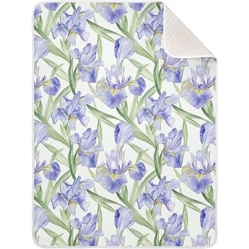 Spring Flowers Iris Baby Girl Blanket Soft Cotton Newborns Swaddling Blankets Presents for Baby 40'' x 30''