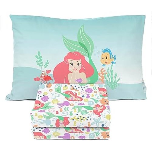 Sunny Side Up Disney The Little Mermaid Twin Sheet Set - 3 Piece Kids Bedding Set Includes Pillow Cover - Super Soft Ariel Microfiber Sheets