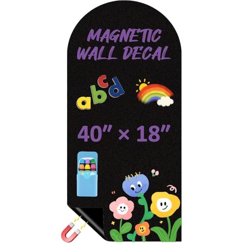Magnetic Arch Wall Decal, 40" x 18" Upgraded Peel & Stick Magnetic Wall Decal Chalkboard, Magnetic Chalk Board Sticker for Playroom Home Office (Black)