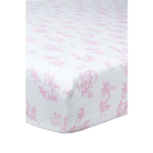 Pink Toile Baby Crib Sheets