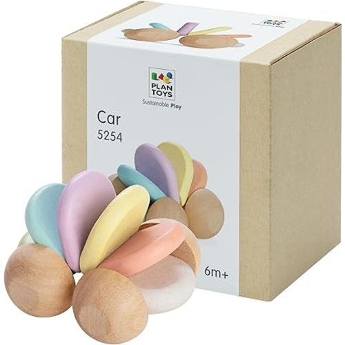 PlanToys® Wooden Baby Push Toy Car | Montessori Toy for Infants | Wooden Baby Toy with Flexible Body | Sensory & Motor Skill Development Toy for 6+ Months