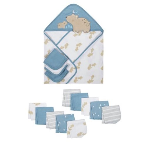 Wonder Nation Baby Boys Hooded Towel and Washcloth Set, 14-Pieces