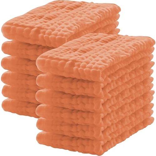 12 Pack Muslin Burp Cloths 100% Cotton Muslin Cloths Large 20''x10'' Extra Soft and Absorbent Baby Burping Cloth - Vermilion