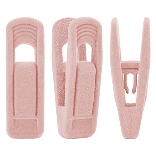 Trgowaul Light Pink Velvet Hangers - Strong Finger Clips for Thin Hangers, Perfect for Suits, Skirts, Pants & Baby Clothes