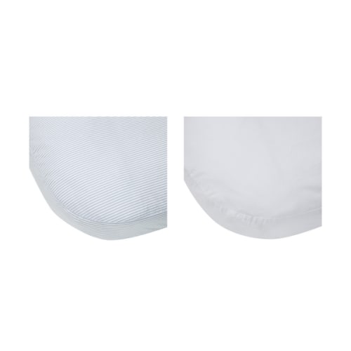 2 Pack Cotton Fitted Bassinet Sheets, White and Stripe - Anko