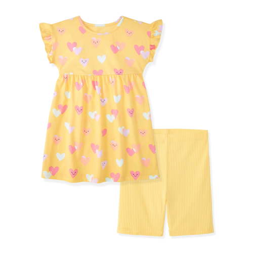 Garanimals Newborn, Baby & Toddler Girl Cotton 2-Piece Set, Short-Sleeve Dress & Biker Shorts, Sizes 0-6T