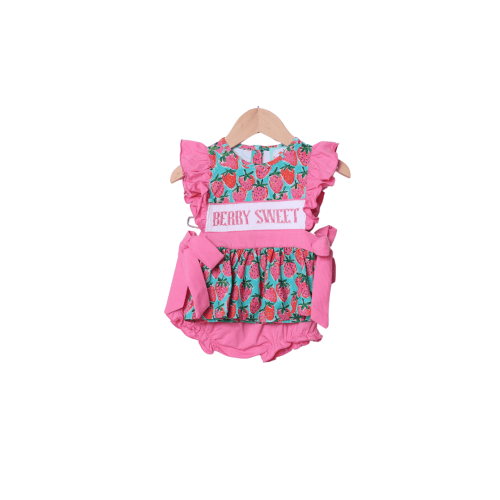 Smocked Berry Sweet Strawberry Bloomer Set