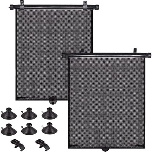 PLTCAT 2 Pack Car Sun Shade Side Window for Baby, Roller Vehicle Shades Sun Protection Shade for Car Side Window (Standard-16''x18'')