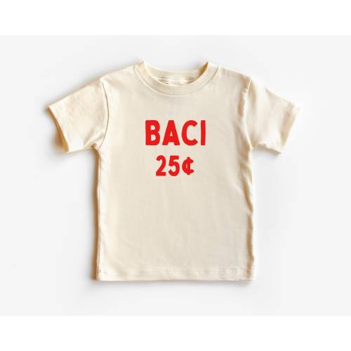 Baci, 25-Cents, Short Sleeve T-Shirt, Infant Bodysuit | Italian Kid’s Tee | Baby Shower Gift | Valentine’s Day Outfit | Boy, Girl | Italy