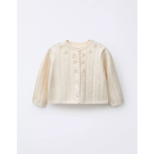 OPENWORK AND EMBROIDERED KNIT CARDIGAN - Ecru | ZARA United States