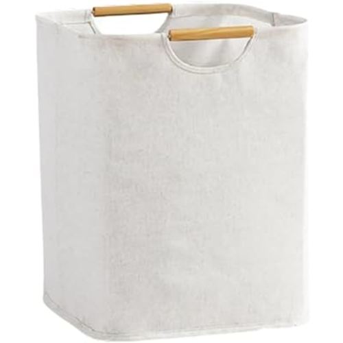 50L Small Laundry Basket, Waterproof Laundry Clothe Hamper, Cute Laundry Hamper with Wooden Handle for Laundry Room, Bathroom, Living Room