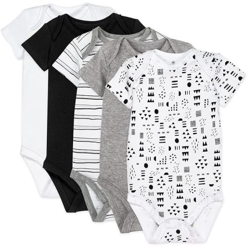 HonestBaby Baby 5-pack 100% Organic Cotton Short Sleeve One-piece Bodysuit
