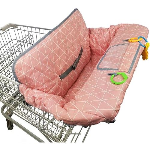 Shopping Cart Covers for Baby Girl, Cotton High Chair Cover, Toddler Grocery cart Cushion, Infant Cart Cover for Babies Girl, Machine Washable (Pink)