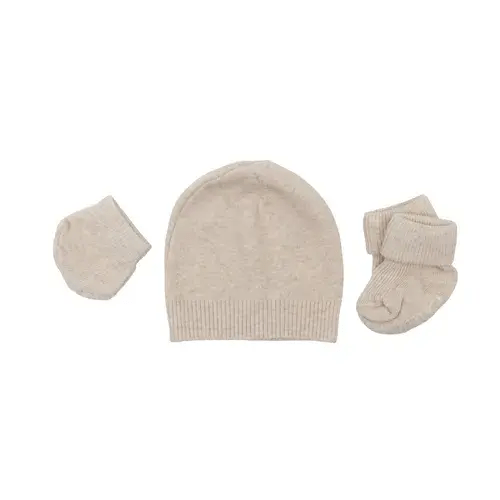 Bilbi 3 Piece Set Beanie Mittens And Socks Ntrl OSFA | Baby Bunting AU