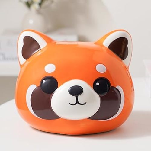 Red Panda Ceramic Piggy Bank for Kids,Money Saving Box for Cash Gift,Alcancias De Dinero para Adultos Niños,Unique Piggy Bank for Adults,Coin Bank,Piggy Bank for Boys,Girls Money Bank