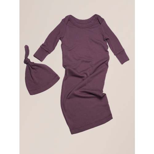 Baby Knotted Gown & Hat Set | Burgundy Plum - Kindred Bravely