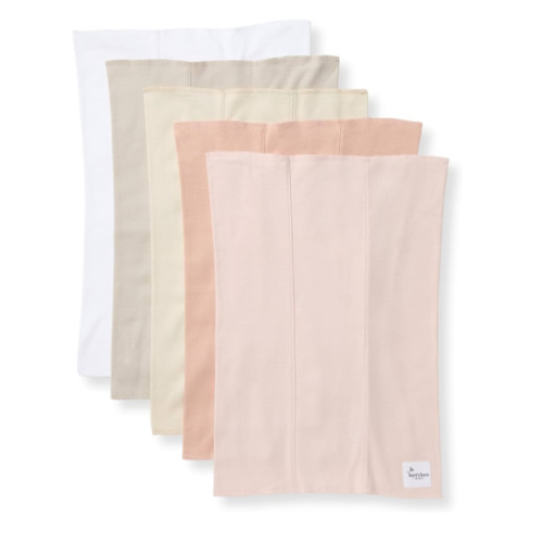 Burts Bees Baby Infant Burp Cloths, 100% Organic Cotton Extra Absorbent Soft Fabric Drool Cloths, 5-Pack Newborn Must-Have Essential Large Burping Cloths, One Size 17 x 11.75 Inches