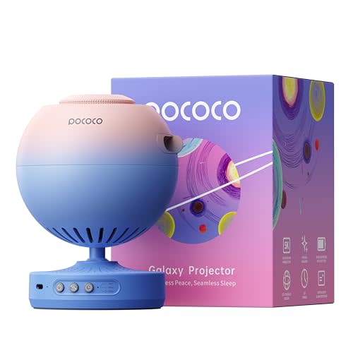 POCOCO Galaxy Star Projector, Rechargeable, with 5K Discs, 2 Megapixel Lens | 6 Hour Battery Life, 1W Soft Light, Timer, 2 Replacement Optical Film Discs, Gift to Relax, Study, Meditate and Stress Relief