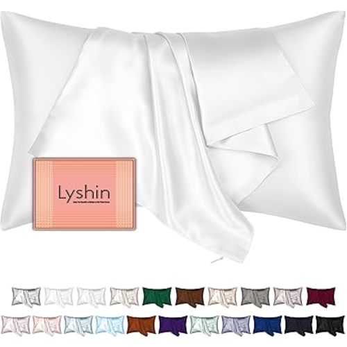 Silk Pillow Cases Standard Size with Hidden Zipper, Mulberry Silk Pillowcase for Hair and Skin, Smooth and Soft Breathable Cooling Silk Satin Pillow Covers for Sleeping, Gifts for Women, Pure White