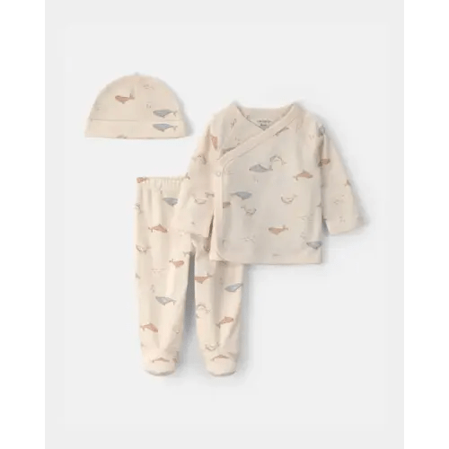 Baby 3-Piece Whale Long-Sleeve Top & Pant Set - Cream | Carter's