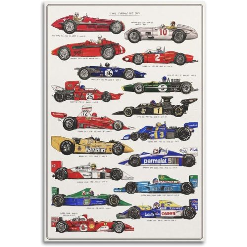 Vintage Car Poster Formula One World Champions Poster Sport Car Lover Gift Canvas Wall Art Aesthetic Decorative Painting 16x24inch(40x60cm)