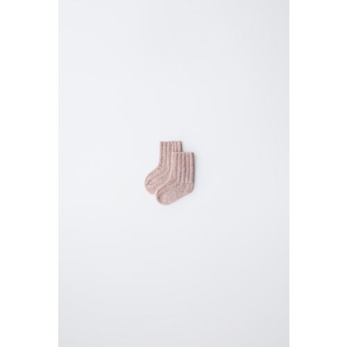 RIBBED KNIT SOCKS - Light pink | ZARA United States