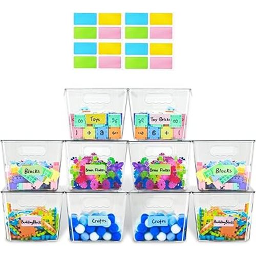 Clear Stackable Storage Bins, Plastic Toy Organizers and Storage with Lids, Toy Bins for Kids Organizer, Storage Container for Organizing for Playroom, Toy Storage Organizer Holds Toys (10)