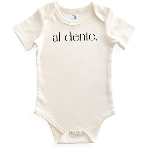 BlueMilk Studio Inc. Al Dente Bodysuit | Cotton Short Sleeve One Piece Bodysuit Jumpsuit Italian Foodie Pasta Shower Gifts