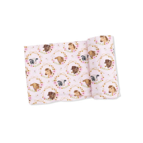 Stretch Swaddle, Farm Animals Floral Cameos – SpearmintLOVE