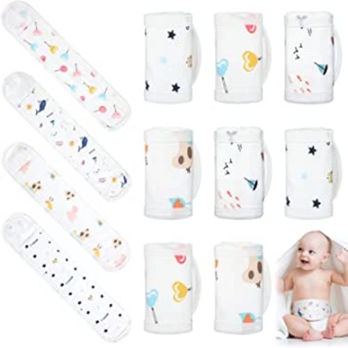 Seematn 8 Pcs Cartoon Cotton Baby Infant Umbilical Cord Belly Bands Belly Protector Baby Belly Button Band Bellies Umbilical Hernia Belt Soft Newborn Navel Belt for 0-12 Months, 4 Styles