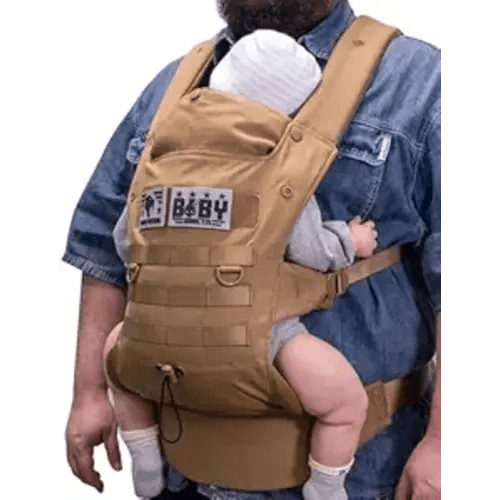 Ergonomic Lumbar Support Baby Carrier for Infants to Toddlers (8-33 lbs), Cozy and Lightweight Military Baby Carrier for Big and Tall Parents- Coyote Brown