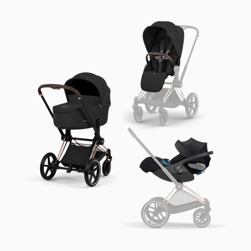 Cybex PRIAM + CLOUD T + PRIAM Fold Lux Travel System - Sepia Black