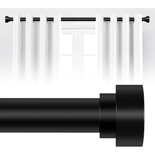 HEI! DEAR Black Curtain Rods for Windows 30 to 42 Inch, 1 Inch Adjustable Curtain Rod, Heavy Duty Curtains Rods,Thicken Sturdy Window Drapery Rod Size:30-42", Matte Black