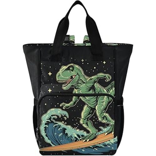 Bolaz Diaper Bag Backpack Tote Multifunction Baby Nappy Changing Bags Cool Dinosaur in Space Large with Stroller Straps Travel
