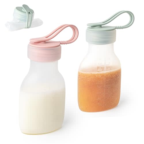 Platinum Silicone Milk Storage Bags for Breast Milk | 2-Pack 8 oz Leak-Proof Self-Standing |Reusable Food Pouches| BPA-Free, Odor-Free, Eco-Friendly, Completely Plastic Free