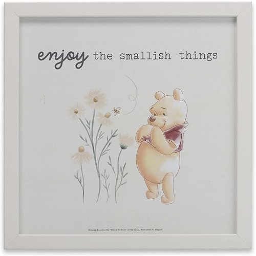 Disney Winnie the Pooh Enjoy the Smallish Things Framed Wood Wall Decor - Adorable Winnie the Pooh Picture for Home Decorating