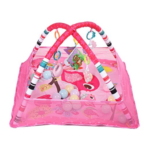 Play Mat for Baby Educational Baby Activity Mat & Ball Pit 3 in 1 Baby Gym with 5 Hanging Toys & 18 Balls Infant Playmat for Tummy Time Unisex Play Gym for Boys & Girls