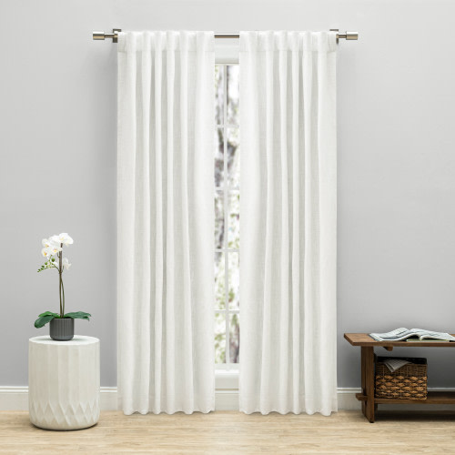 Ricardo Trading Haven Blackout Linen Curtain Panel - White, 52"W X 63"L