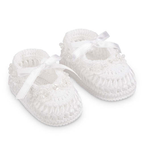 Jefferies Newborn Pearl Crochet Ribbon Booties