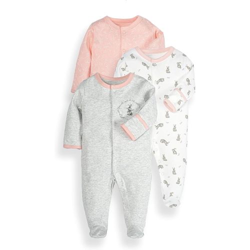 Baby Footie Bodysuits with Mittens - 3 Pack Infant Girls Boys Footie Rompers