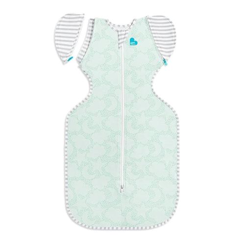 Love to Dream Transition Bag Organic 1.0 TOG, Celestial Dot Mint, Large, 19-24 lbs., Patented Zip-Off Wings, Gently Help Baby Safely Transition from Being swaddled to arms Free Before Rolling Over