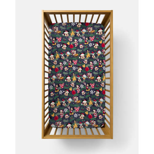 Disney Mickey & Friends Deck The Halls Fitted Crib Sheet | Little Sleepies