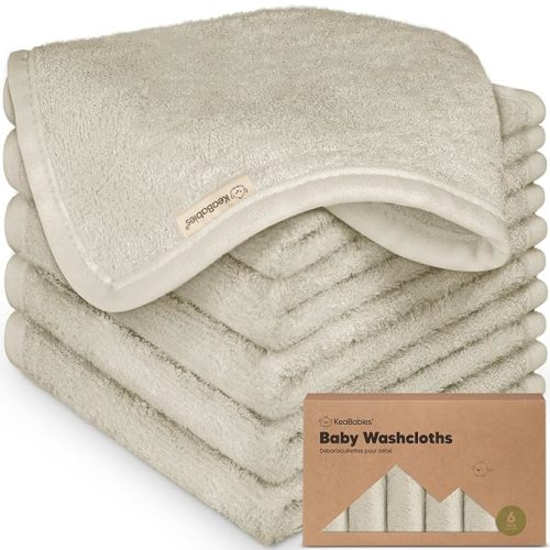 6-Pack Baby Washcloths - Soft Absorbent Viscose from Bamboo Wash Cloths for Babies, Kids, Toddlers, Infant, Newborn Bath Towels, Gentle on Sensitive Skin, 10x10 Reusable Face Towels (Stone)