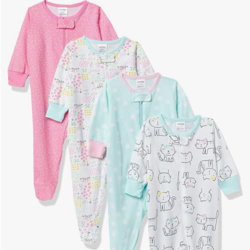 Onesies Brand baby-girls 4-pack Sleep 'N Play Footies Multi Pack