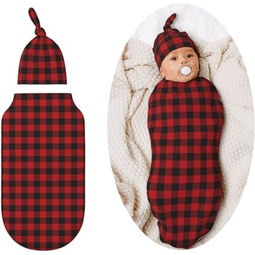 Christmas Checkered Swaddle Blankets Newborn Receiving Blanket Baby Swaddle Wrap Soft Sleeping Sack for Baby Girls Boys